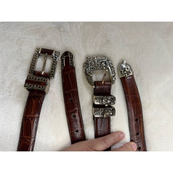BRIGHTON VINTAGE Disney Leather Belt Sz 28 Mickey Mouse Pluto Donald Lot Of 2 main image 5